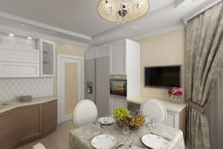 Kitchen With Bay Window Design In Two-Room Apartment