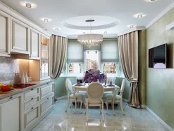 Kitchen with bay window design in two-room apartment