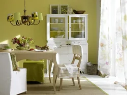 Pistachio color in the interior of the living room and kitchen
