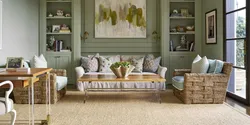 Pistachio color in the interior of the living room and kitchen