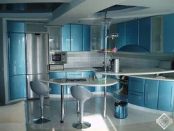 Glossy kitchens with bar counters photo