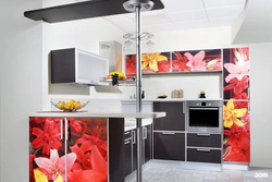 Glossy kitchens with bar counters photo