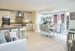 Kitchen design 30 sq m with access to the terrace
