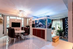 Kitchen interior design with aquarium