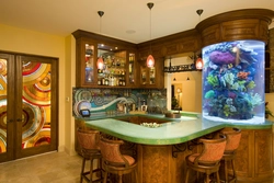 Kitchen interior design with aquarium