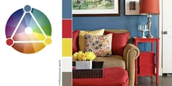 Palette of color combinations in the living room interior