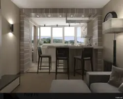 Kitchen living room layout 12 sq m with balcony photo