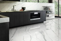 Kitchen design white marble floors