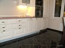 Kitchen design white marble floors