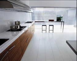 Kitchen design white marble floors