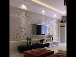 How to hang wallpaper in a modern style in the living room photo