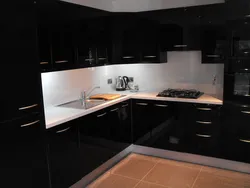 Black corner kitchen design
