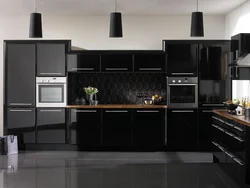 Black corner kitchen design