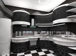 Black corner kitchen design