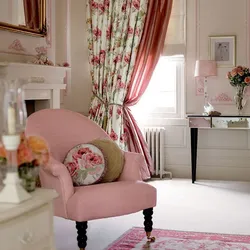 Curtains With Roses In The Bedroom Interior