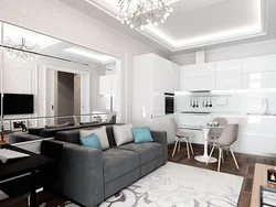 Living Room With Kitchen In Modern Style Photo Rectangular