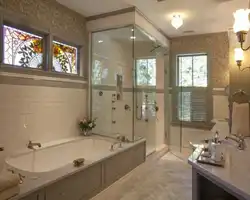 Bath in Khrushchev with a window to the kitchen design