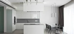 Minimalist üslubda studiya mətbəxinin dizaynı
