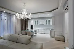 Kitchen living room in a modern style bright in the house photo design