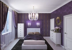 Lilac wallpaper in the bedroom photo