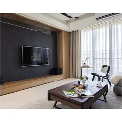 How to decorate a wall in the living room with a TV photo