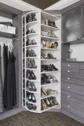 Shoe rack in the closet in the hallway photo
