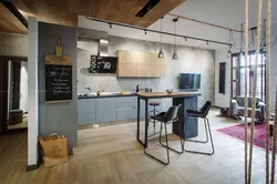 Loft floor in the kitchen interior