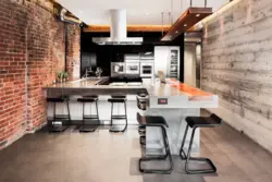 Loft floor in the kitchen interior