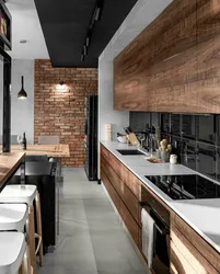 Loft floor in the kitchen interior