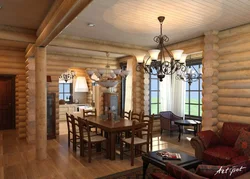 Log In The Interior Of The Kitchen Living Room