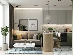 Kitchen window design living room 19-20 sq.m.