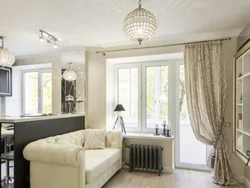 Kitchen Design Living Room 23 Sq.M. With Two Windows