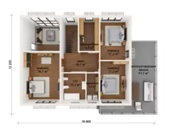 House Design 100 Sq M One-Story With 3 Bedrooms Photo