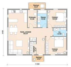 House design 100 sq m one-story with 3 bedrooms photo