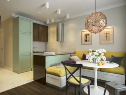 Kitchen design 22 sq m with one window