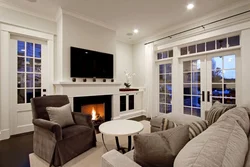 Living Room Window Design With Fireplace