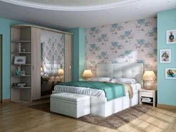 What color furniture will go with light wallpaper in the bedroom photo