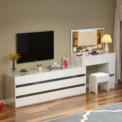 Bedroom interior with chest of drawers and dressing table