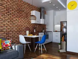 Photo Of Kitchen Interior With Red Brick