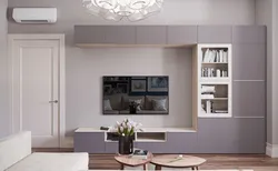 Apartment interior with wall cabinets