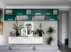 Apartment interior with wall cabinets