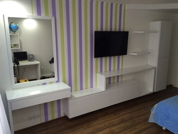 Dressing table with TV in the bedroom photo