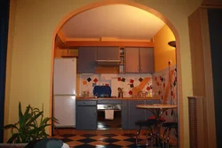 Arch to the kitchen photo in a small apartment