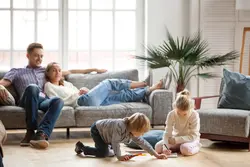 Bedroom photo children and parents