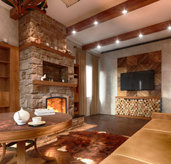 Living room kitchen chalet design