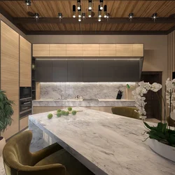 Living room kitchen chalet design