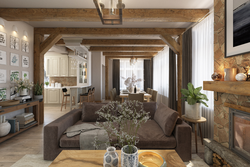 Yashash xonasi oshxona chalet dizayni