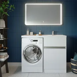 Cabinet for washing machine in bathroom photo