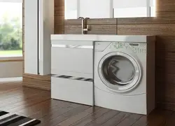 Фото тумбы в ванную комнату с стиральной