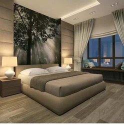 The bedroom interior is made in